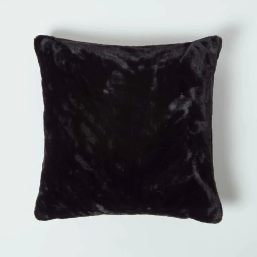 Soft Touch Faux Fur Black Filled Cushion 46 X 46 Cm -Best Homeware Store sf2254d 2