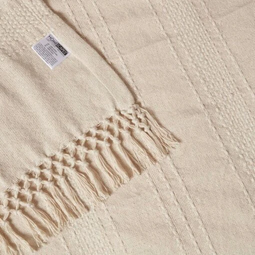 Kashi Natural Cotton Throw With Tassels -Best Homeware Store sf2264a 5 3