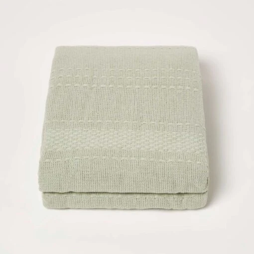 Kashi Sage Green Cotton Throw With Tassels -Best Homeware Store sf2265a 2 3