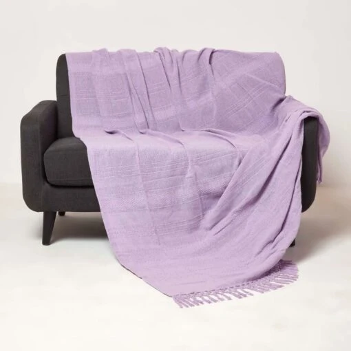 Kashi Lilac Cotton Throw With Tassels -Best Homeware Store sf2266a 1 3