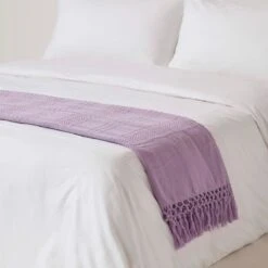 Kashi Lilac Cotton Throw With Tassels -Best Homeware Store sf2266a 3 3