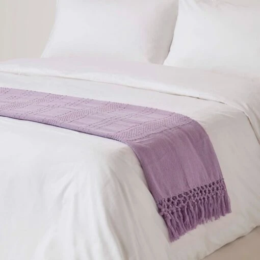 Kashi Lilac Cotton Throw With Tassels -Best Homeware Store sf2266a 3 3