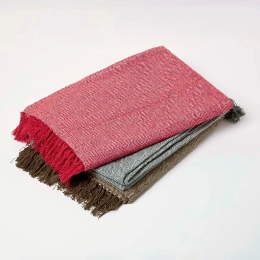 Malda Brown & Natural Cotton Throw With Tassels -Best Homeware Store sf2270b 5 3