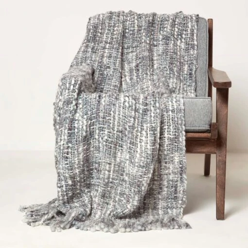 Ophelia Soft Grey Throw With Tassels 125 X 150 Cm -Best Homeware Store sf2271b 1