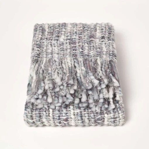 Ophelia Soft Grey Throw With Tassels 125 X 150 Cm -Best Homeware Store sf2271b 2