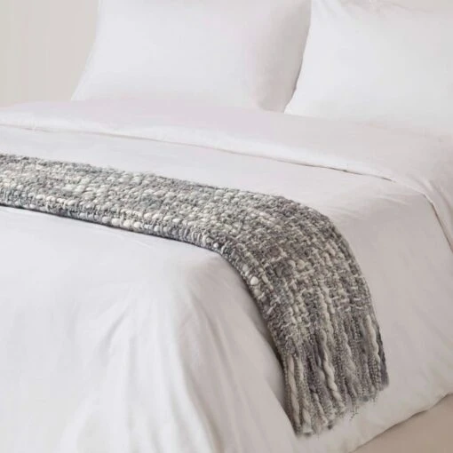 Ophelia Soft Grey Throw With Tassels 125 X 150 Cm -Best Homeware Store sf2271b 3