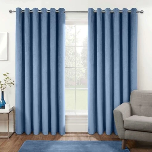 Thermal 100% Blackout Blue Velvet Curtains -Best Homeware Store sf2273 1 1