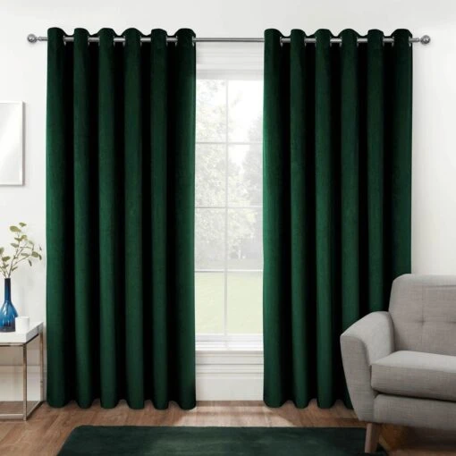 Thermal 100% Blackout Green Velvet Curtains -Best Homeware Store sf2275 1 1 2