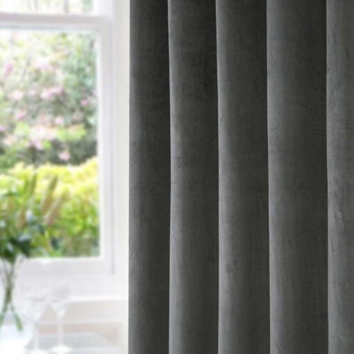 Thermal 100% Blackout Grey Velvet Curtains -Best Homeware Store sf2276 2 1 3