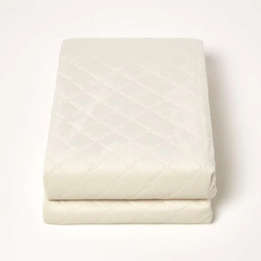 Diamond Quilted Cream Velvet Bed Throw -Best Homeware Store sf2286 2