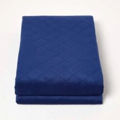 Diamond Quilted Navy Velvet Bed Throw -Best Homeware Store sf2289 2