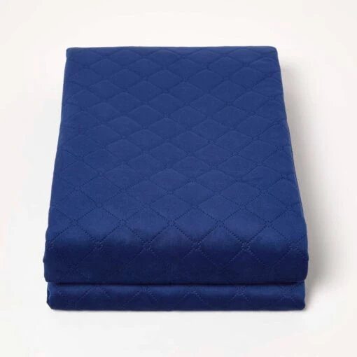 Diamond Quilted Navy Velvet Bed Throw -Best Homeware Store sf2289 2