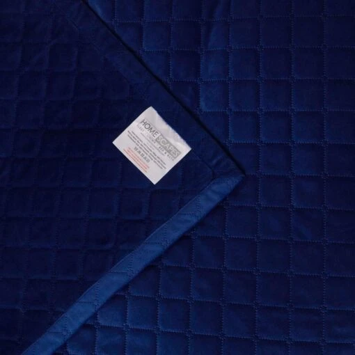 Diamond Quilted Navy Velvet Bed Throw -Best Homeware Store sf2289 5