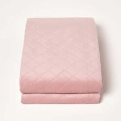 Diamond Quilted Pink Velvet Bed Throw -Best Homeware Store sf2291 2