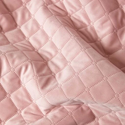 Diamond Quilted Pink Velvet Bed Throw -Best Homeware Store sf2291 4