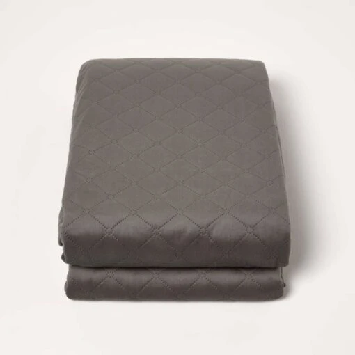 Diamond Quilted Grey Velvet Bed Throw -Best Homeware Store sf2292 2