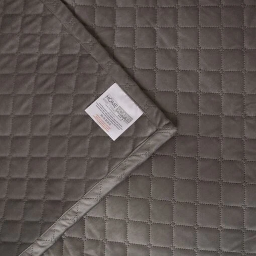 Diamond Quilted Grey Velvet Bed Throw -Best Homeware Store sf2292 5