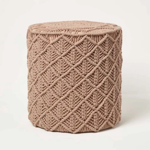 Delilah Brown Macrame Pouffe, 42 Cm Tall -Best Homeware Store sf2293 1