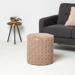 Delilah Brown Macrame Pouffe, 42 Cm Tall -Best Homeware Store sf2293 2