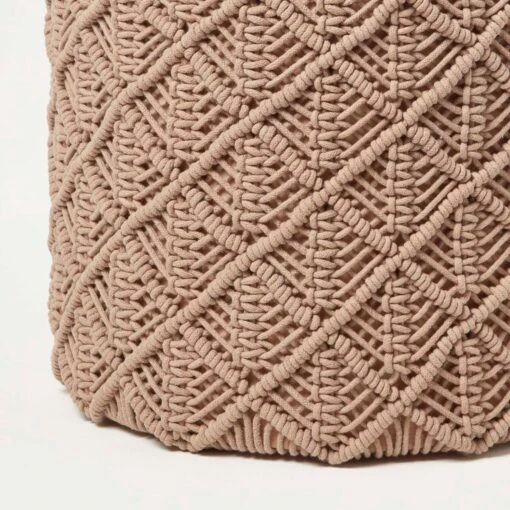 Delilah Brown Macrame Pouffe, 42 Cm Tall -Best Homeware Store sf2293 3