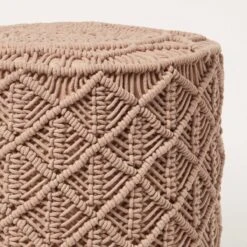 Delilah Brown Macrame Pouffe, 42 Cm Tall -Best Homeware Store sf2293 4