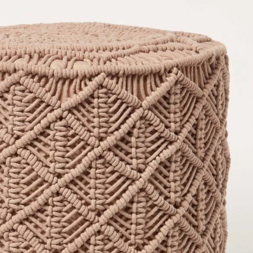 Delilah Brown Macrame Pouffe, 42 Cm Tall -Best Homeware Store sf2293 4