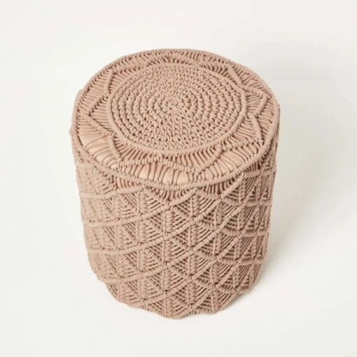 Delilah Brown Macrame Pouffe, 42 Cm Tall -Best Homeware Store sf2293 5