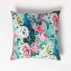 Floral Peacock Pink & Green Filled Velvet Cushion 46 X 46 Cm -Best Homeware Store sf2311b 1