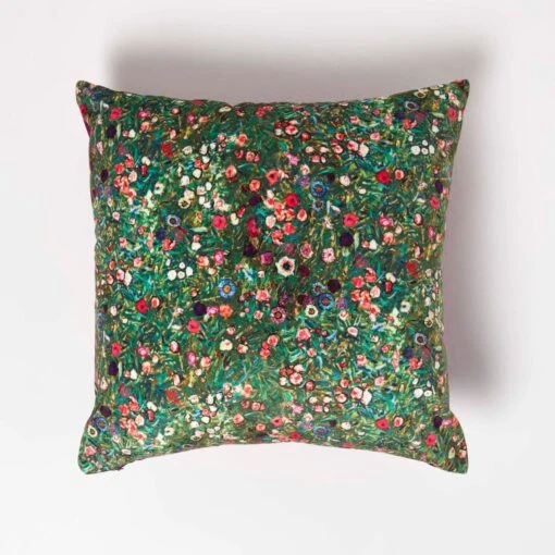 Klimt’s Italian Garden Filled Velvet Cushion 46 X 46 Cm -Best Homeware Store sf2313 1