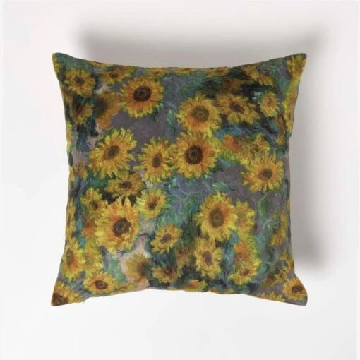 Van Gogh Sunflowers Filled Velvet Cushion 46 X 46 Cm -Best Homeware Store sf2315 1