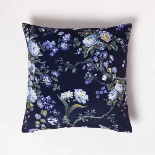 Floral Midnight Garden Purple Filled Velvet Cushion 46 X 46 Cm -Best Homeware Store sf2316 1