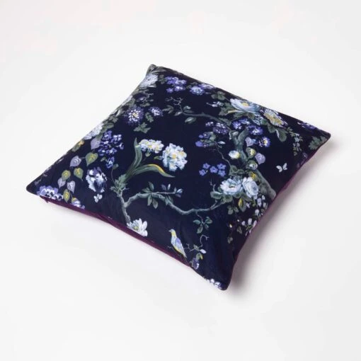 Floral Midnight Garden Purple Filled Velvet Cushion 46 X 46 Cm -Best Homeware Store sf2316 5