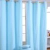 Cotton Plain Blue Ready Made Eyelet Curtain Pair -Best Homeware Store solid blue curtain set shot