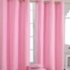 Cotton Plain Pink Ready Made Eyelet Curtain Pair -Best Homeware Store solid pink curtain set shot