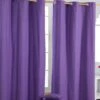 Cotton Plain Purple Ready Made Eyelet Curtain Pair -Best Homeware Store solid purple curtain set shot