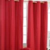 Cotton Plain Red Ready Made Eyelet Curtain Pair -Best Homeware Store solid red curtain set shot