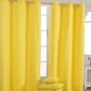 Cotton Plain Yellow Ready Made Eyelet Curtain Pair -Best Homeware Store solid yellow curtain set shot