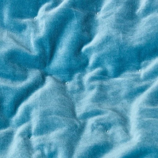 Blue Velvet Quilted Throw -Best Homeware Store steel thrw 3