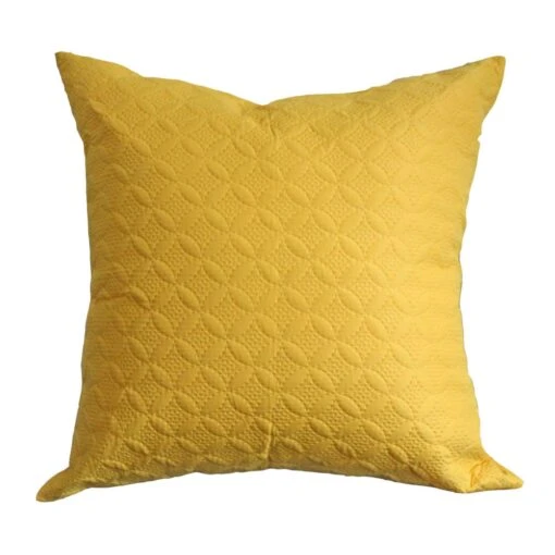 Ultrasonic Yellow Quilted Embossed Cushion Cover, 80 X 80 Cm -Best Homeware Store